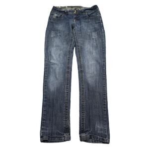 Red Rivet Jeans Pants Womens 7 Gray Low Rise Flat Front 5 Pocket Design Bottoms
